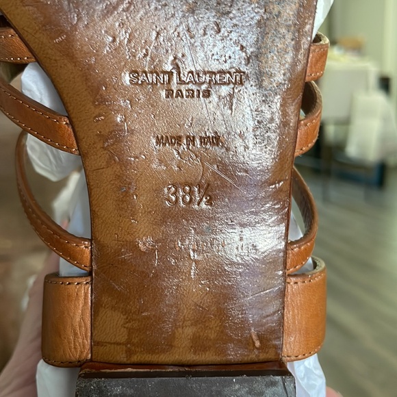 Saint Laurent Knee High Gladiator Sandals Brown SZ 38.5 - Picture 6 of 10